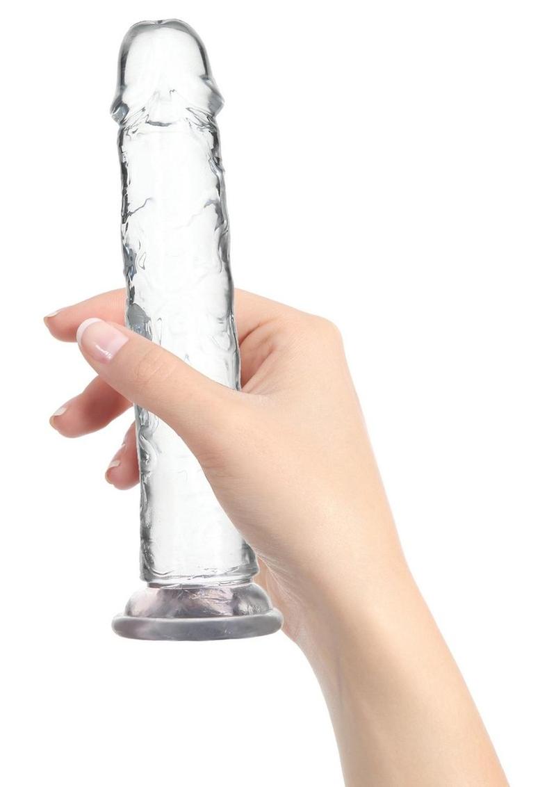 Addiction Crystal Vibrating Vertical Dong – 9in Clear