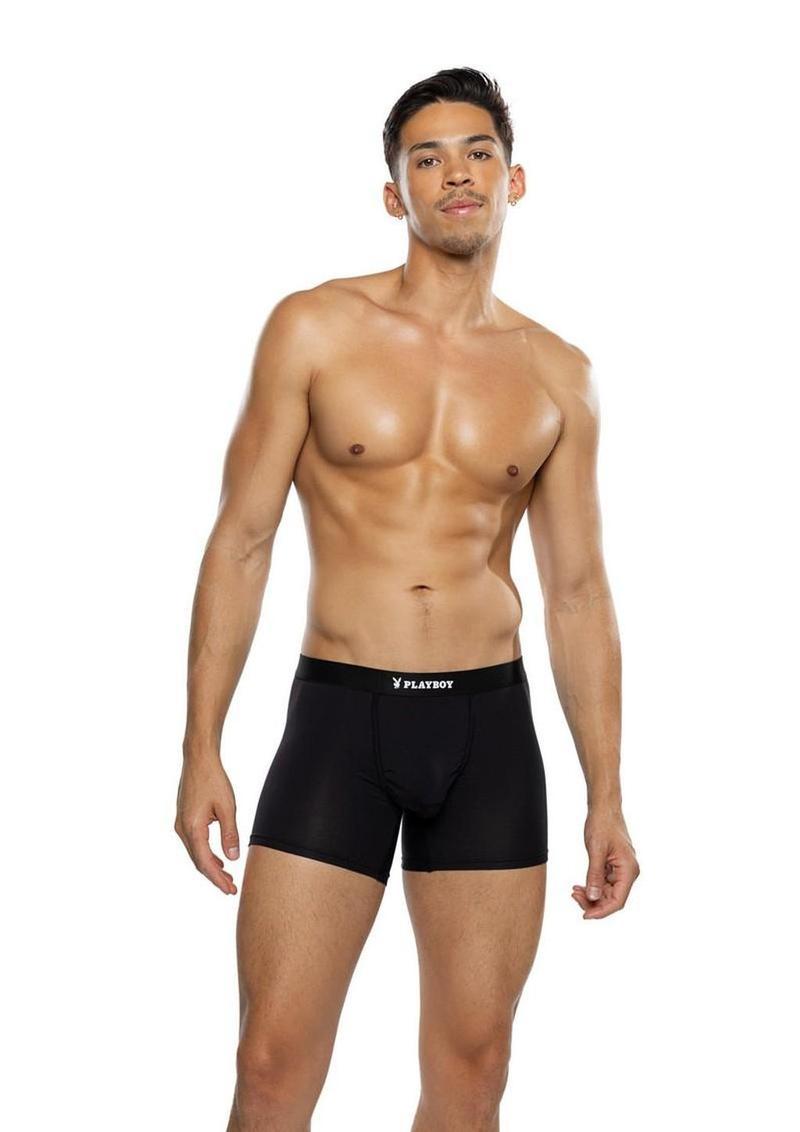 Playboy Men's Boxer Briefs - Black - XLarge