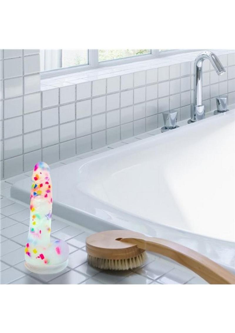 Addiction Party Marty Silicone Dildo with Balls – 7.5in Confetti