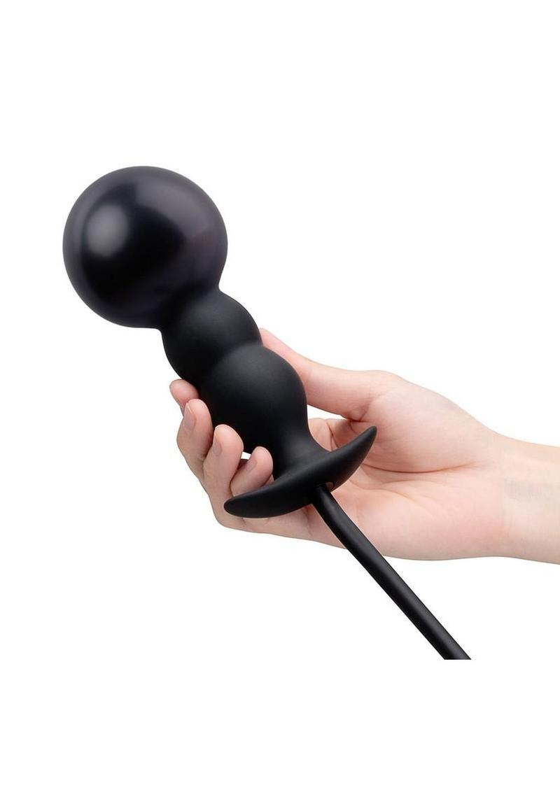 B-Vibe Beaded Inflatable Silicone Anal Plug with Hand Pump