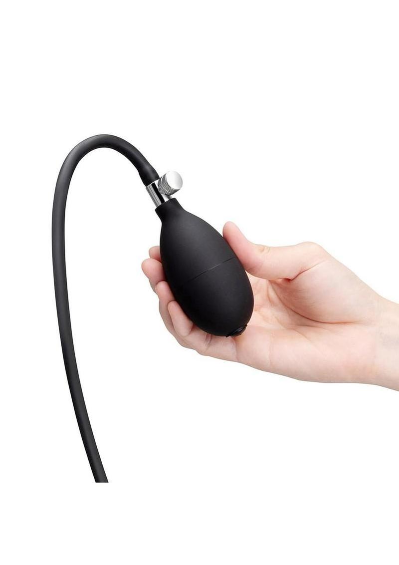 B-Vibe Beaded Inflatable Silicone Anal Plug with Hand Pump