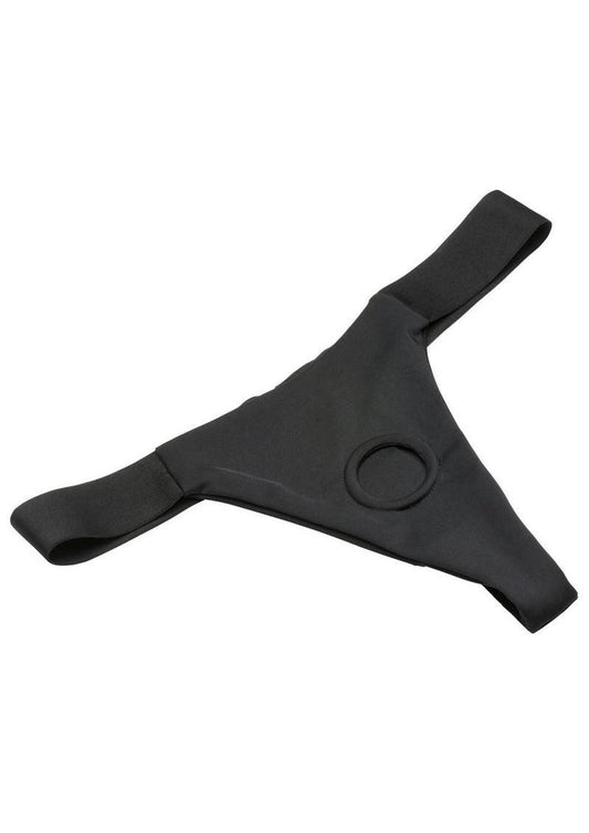 Bedroom Bliss ChÃ©rie Thong Strap-On Panty Harness - Black - Large