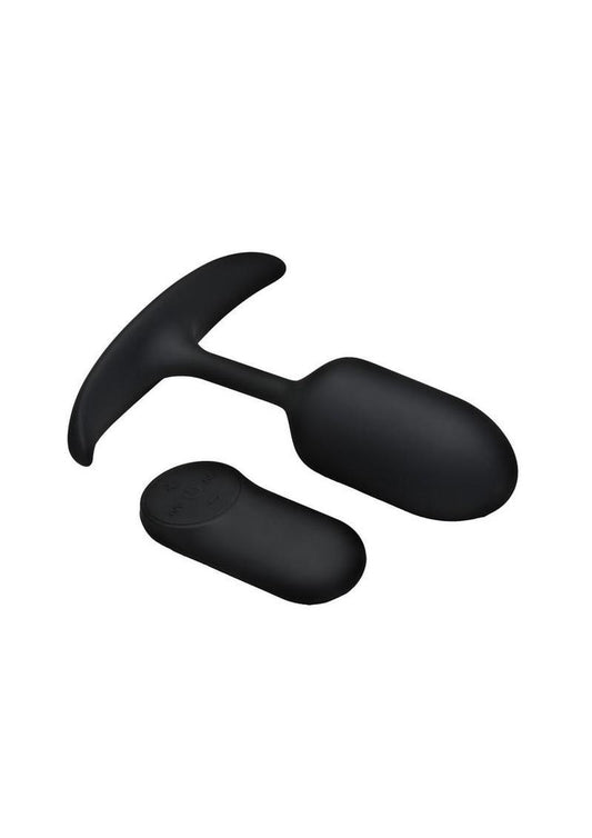 Heavy Hitters Vibrating Weighted Silicone Anal Plug - Black - Medium