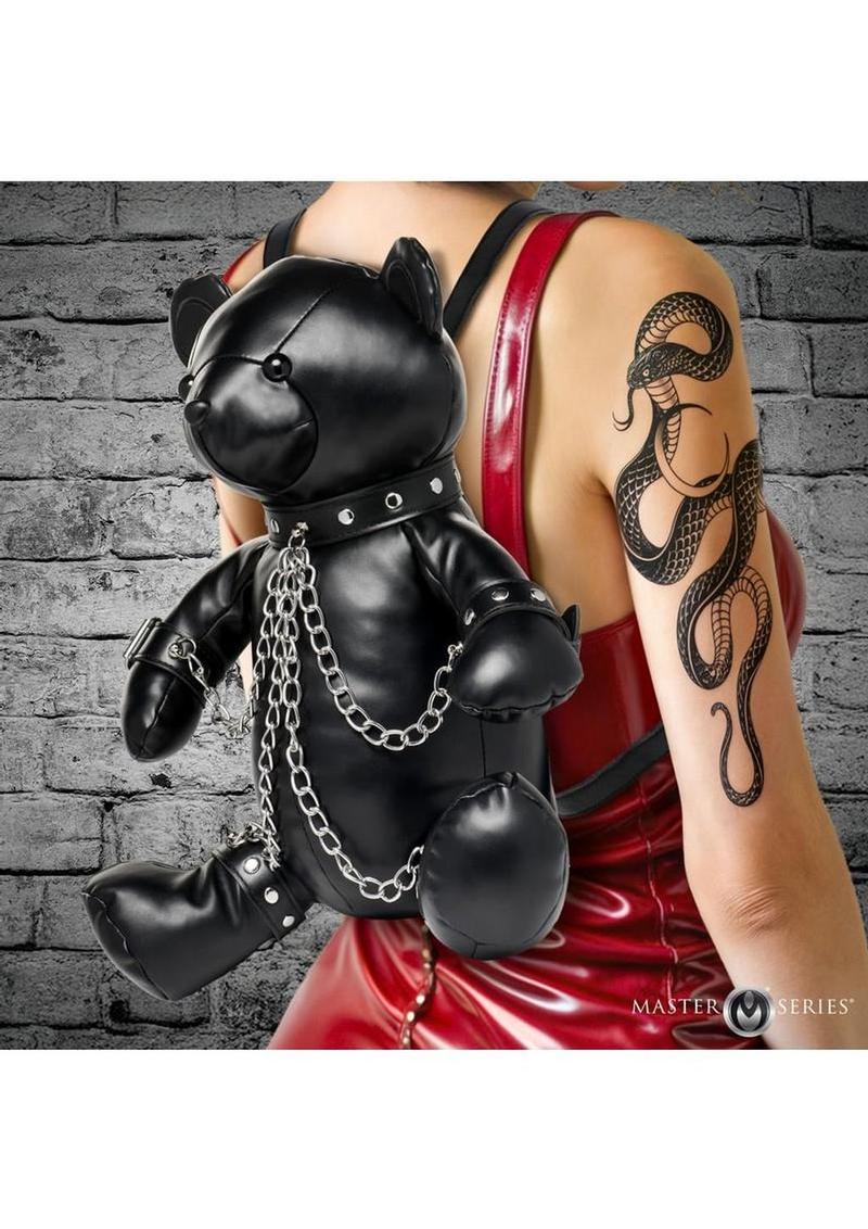 Master Series BDSM Bear Backpack – Plush Bondage Teddy with Vegan Leather Gear
