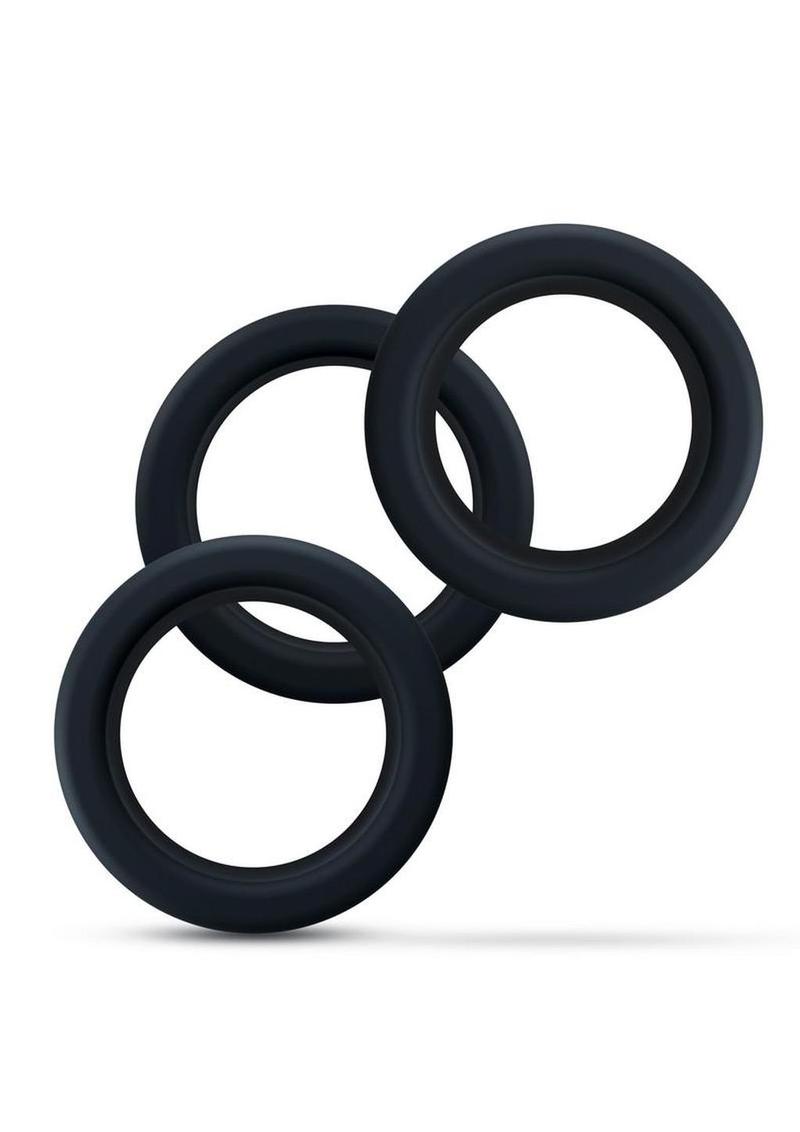 Performance Plus Accelerate Silicone Cock Ring - Black - 3 Piece/Set