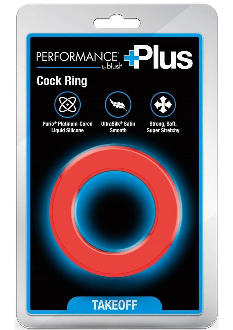 Performance Plus Takeoff Silicone Cock Ring - Black/Red