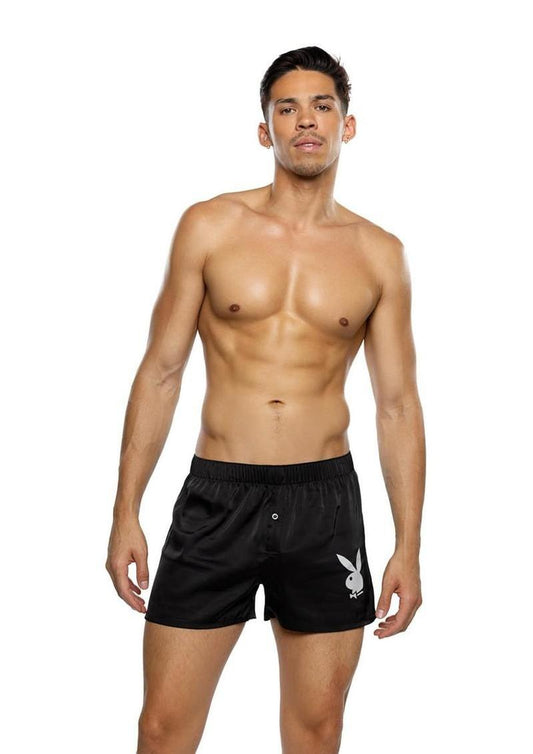 Playboy Burnout Bunny Boxer Briefs - 1xlarge - Black/White - XLarge