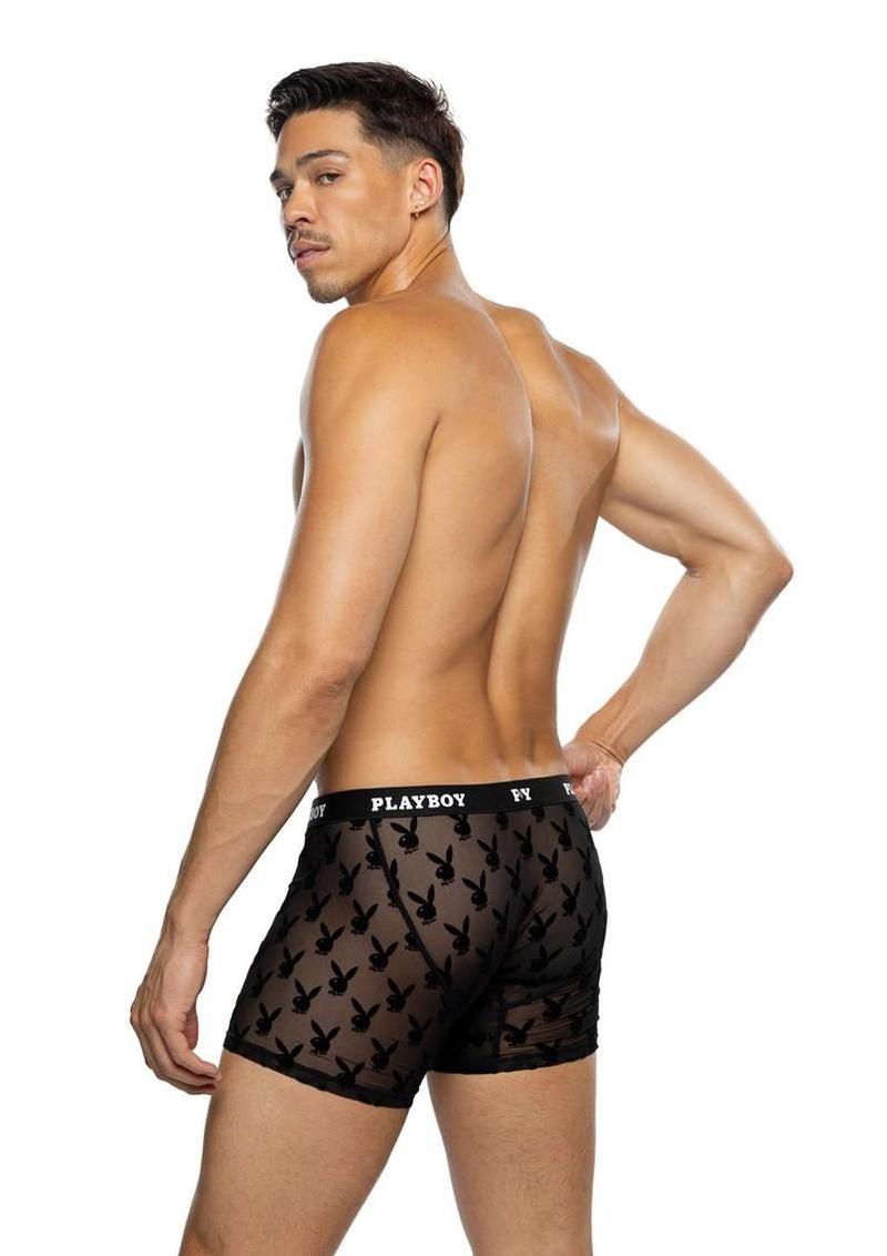 Playboy Men's Burnout Bunny Boxer Briefs - 1xlarge - Black - XLarge