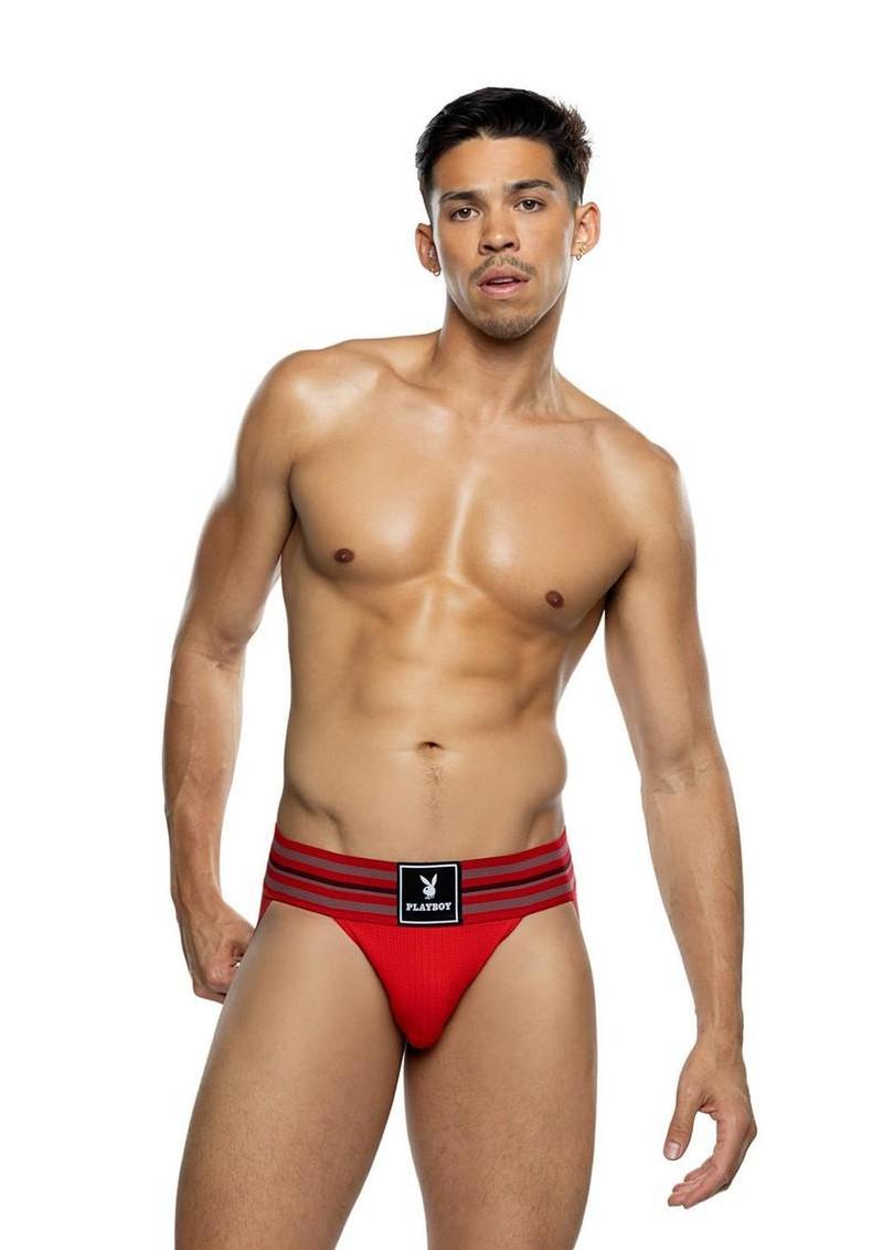 Playboy Men's Locker Room Classic Jock - Red - Large