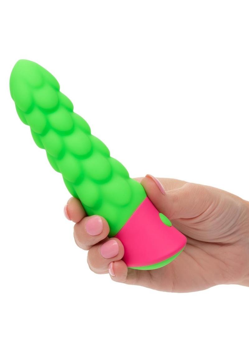 Rave Ripple Rechargeable Silicone Vibrator - Green/Pink
