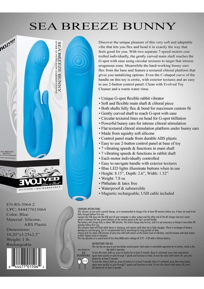 Sea Breeze Bunny Flexible G-Spot Rabbit Vibrator — Rechargeable Silicone