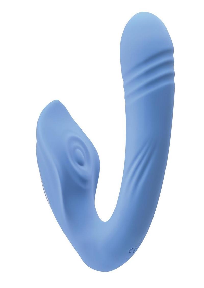 Tap and Thrust Rechargeable Dual Silicone Vibrator with Clitoral Stimulator