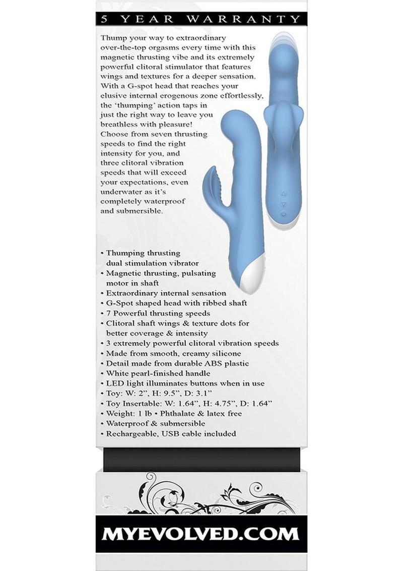 Thump and Thrust Rechargeable Silicone Thrusting Vibrator with Clitoral Stimulator